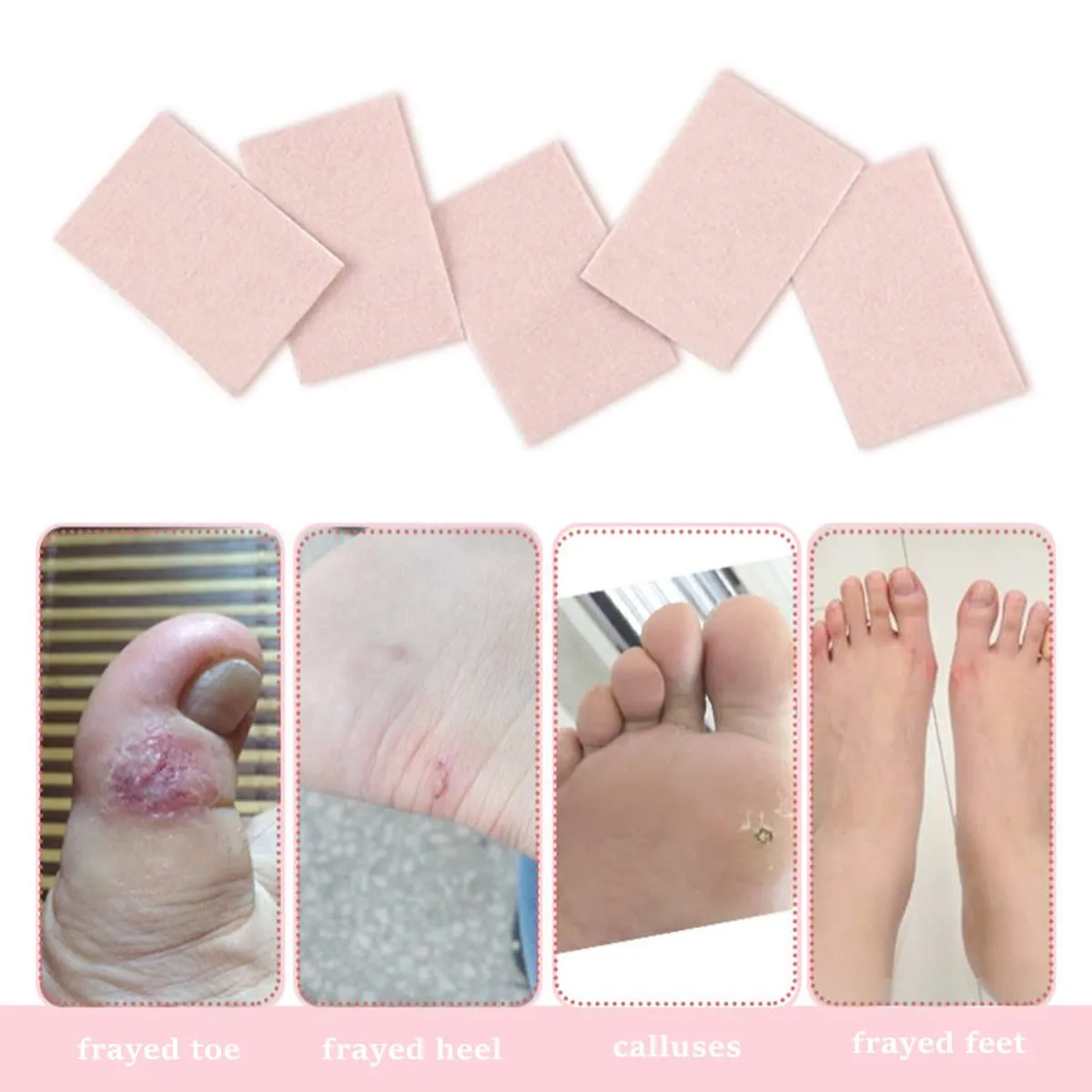 10 Sheets Moleskin Tape Flannel Adhesive Pads Moleskin for Foot, Blister Prevention Patches Foot Care Sticker to Reduce Friction Pain