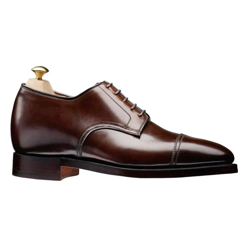 7 CM/2.76 Inches CMR CHAMARIPA Elegant Dark Brown Men's Shell Cordovan Derby Shoes