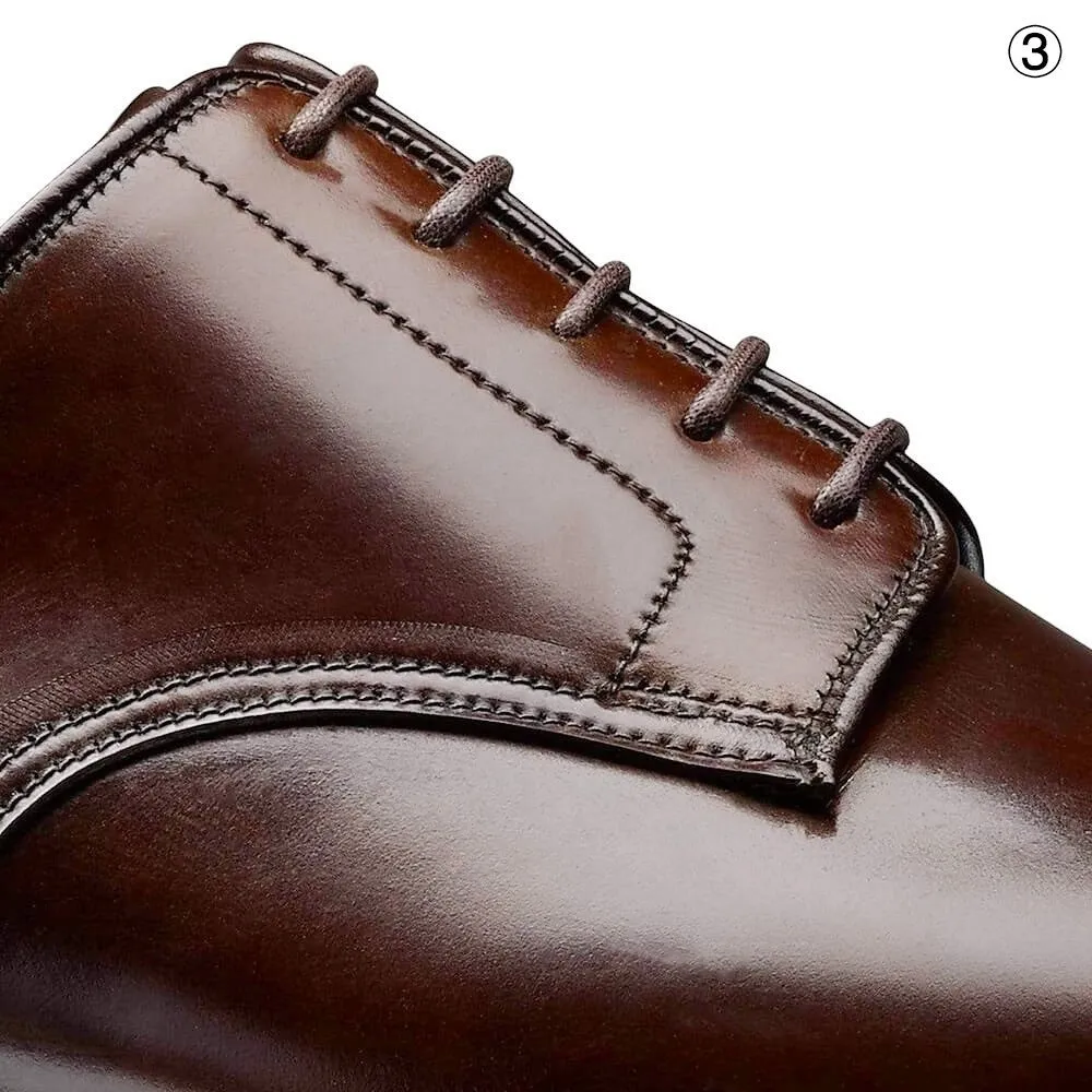 7 CM/2.76 Inches CMR CHAMARIPA Elegant Dark Brown Men's Shell Cordovan Derby Shoes