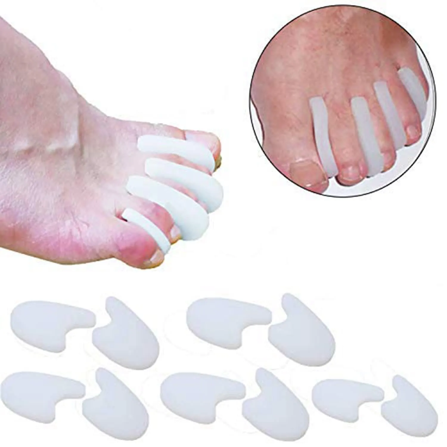8 Pcs Gel Toe Spacer, Gel Toe Separators for Hammer Toe, Overlapping Relieve Pain Bunion Correctors Toe Spacers Gel Big Toe Straighteners for Hallux Valgus