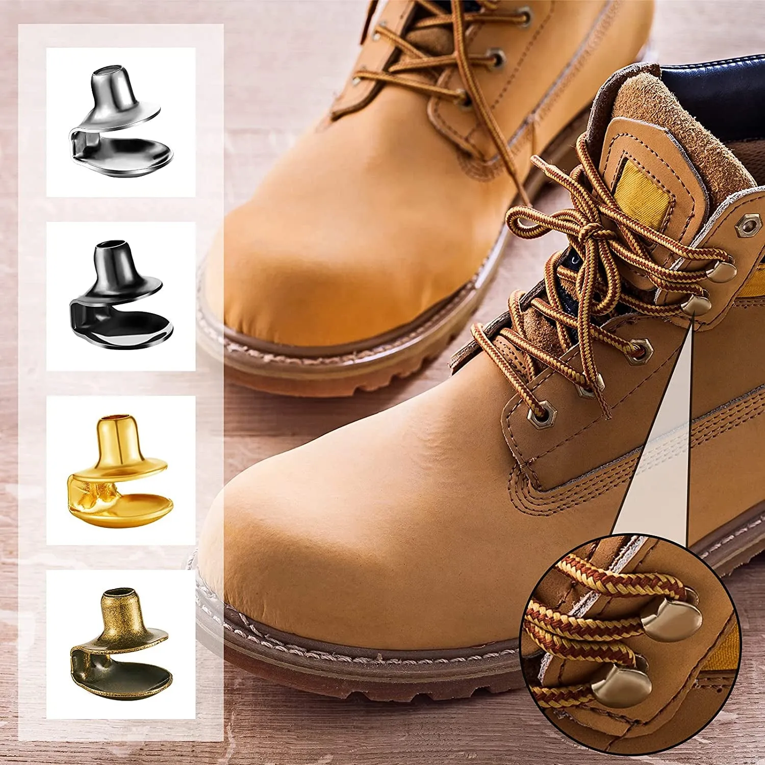 80 Sets Boots Hook Lace Buckles Speed Eyelets Hooks for Boots Shoelace Hooks for Camp Hike Climb (Silver, Black, Gold, Bronze)