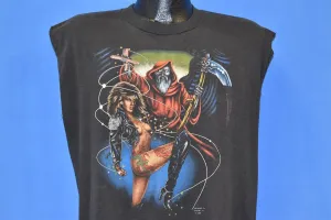 80s 3D Emblem Biker Reaper Pinup Cut t-shirt Extra Large