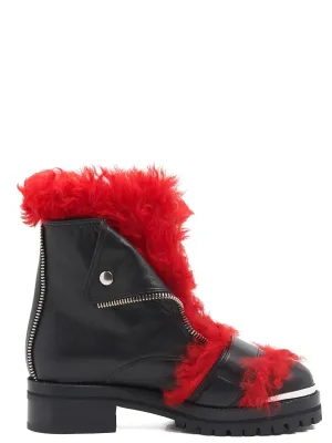 Alexander McQueen Shearling Biker Boots