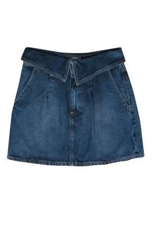 Alice & Olivia - Dark Wash Denim Miniskirt w/ Fold-Over Waistband Sz 24