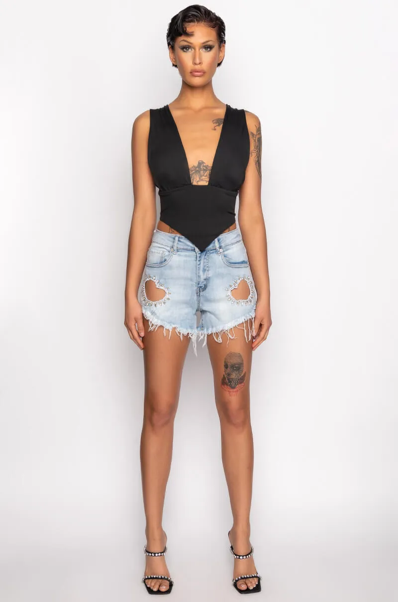ALL ABOUT HEARTS DENIM SHORTS