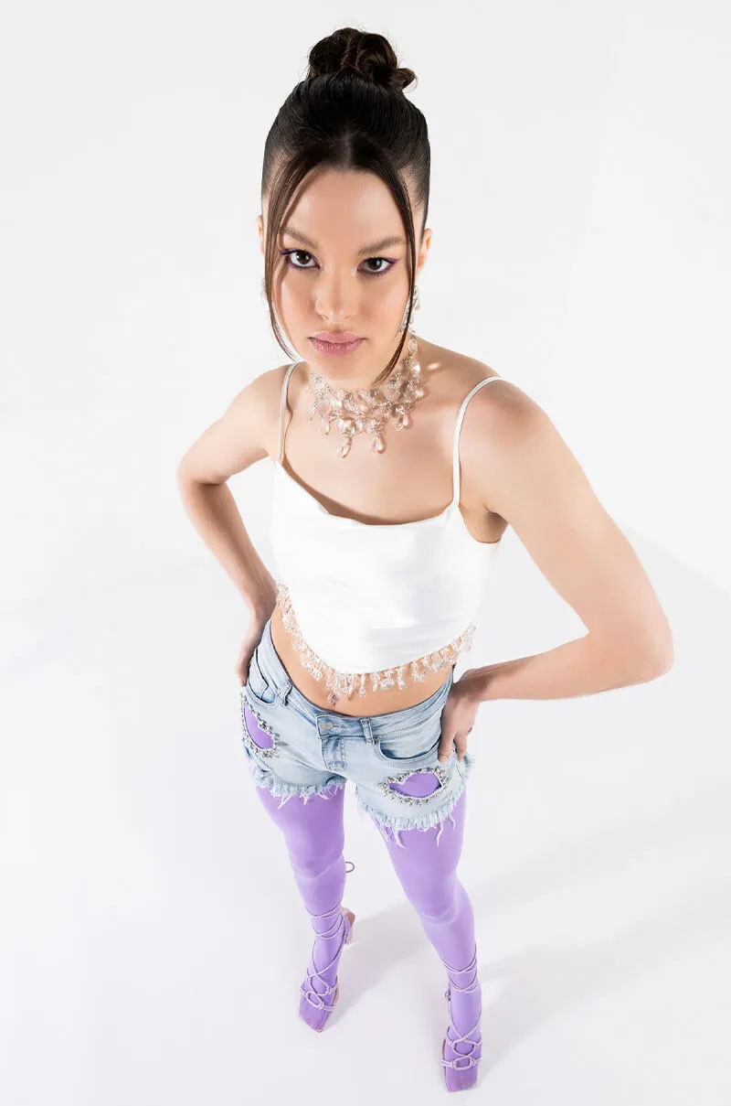 ALL ABOUT HEARTS DENIM SHORTS