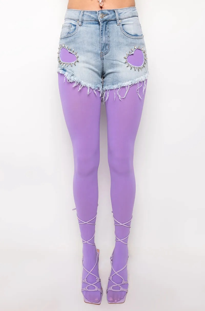 ALL ABOUT HEARTS DENIM SHORTS