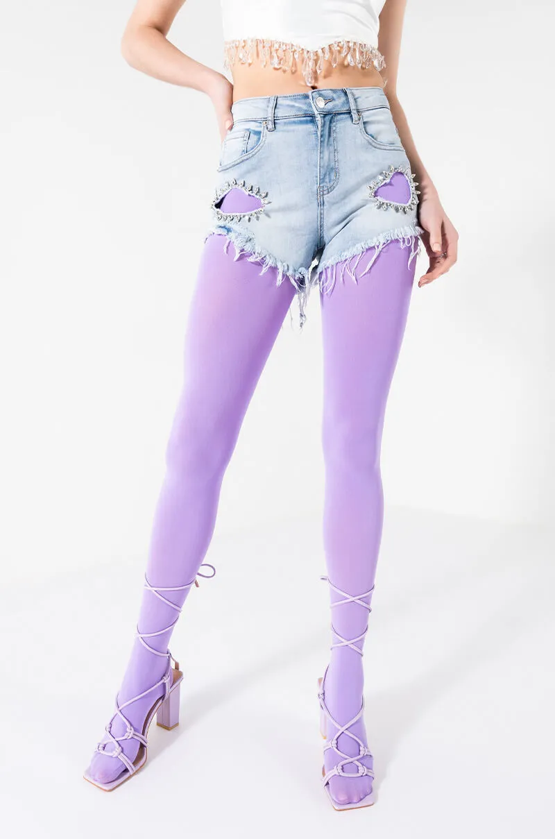 ALL ABOUT HEARTS DENIM SHORTS