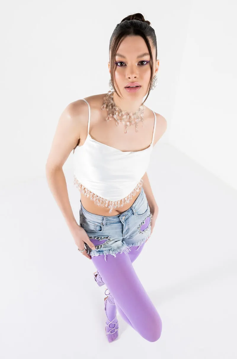 ALL ABOUT HEARTS DENIM SHORTS