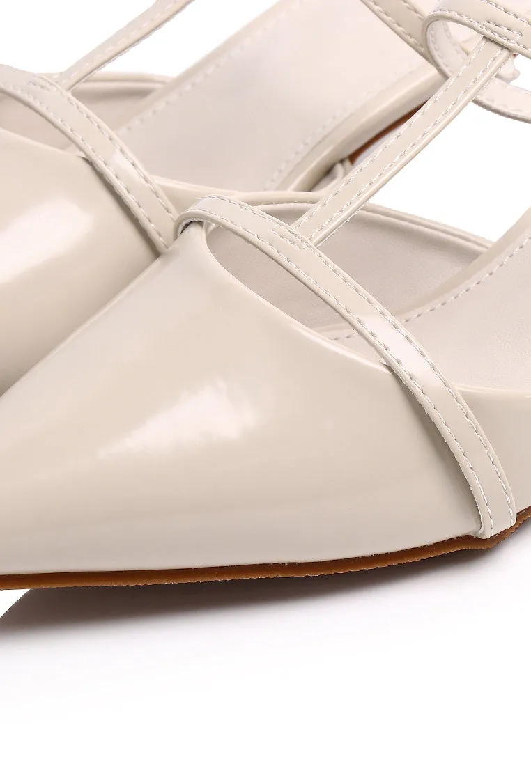 Allison Pointed Toe Kitten Heels (White)