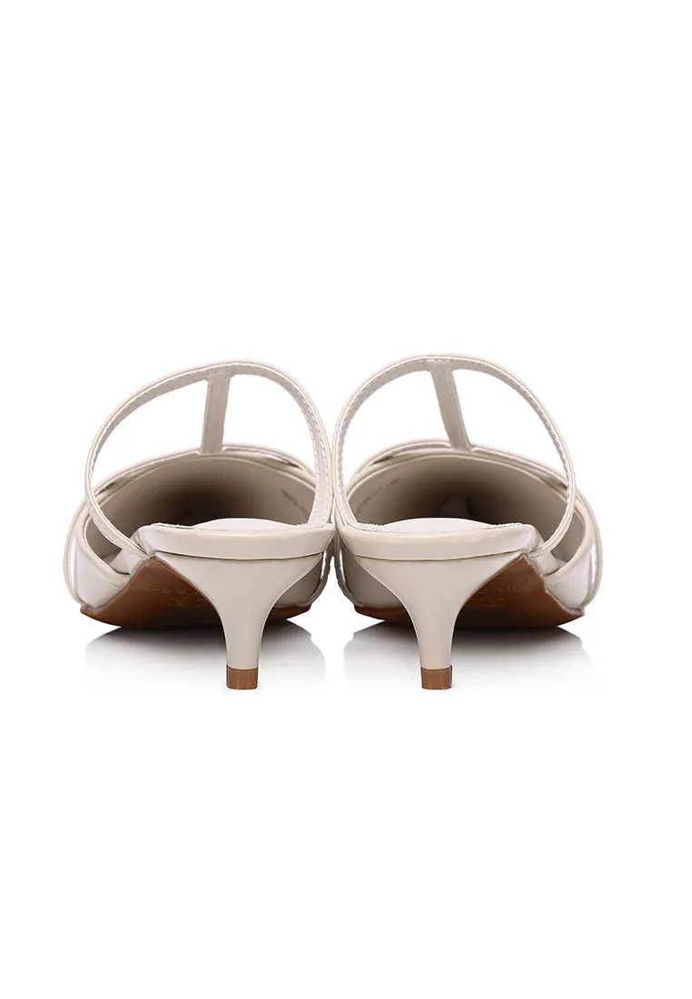 Allison Pointed Toe Kitten Heels (White)