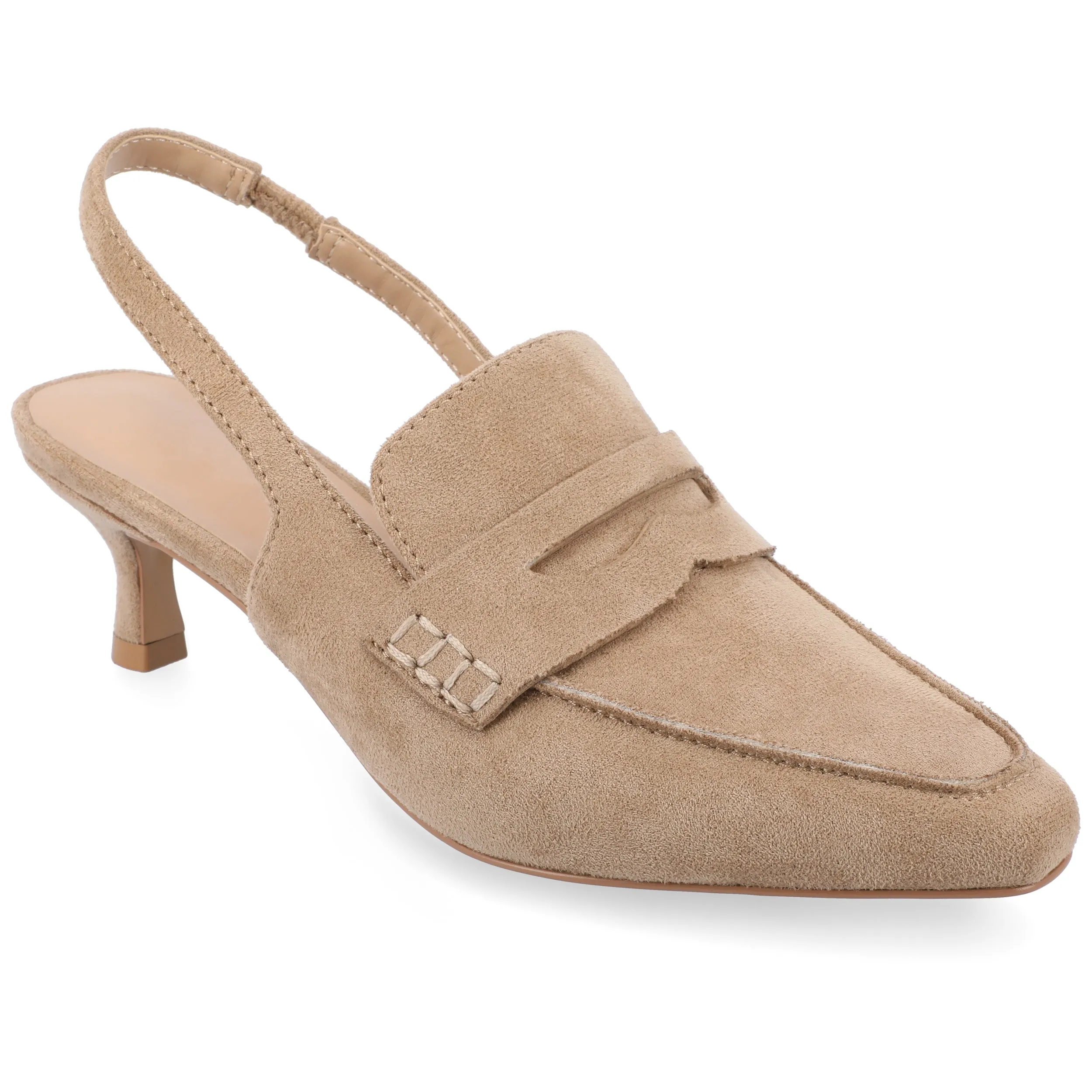 AMORY KITTEN HEEL LOAFERS IN FAUX LEATHER