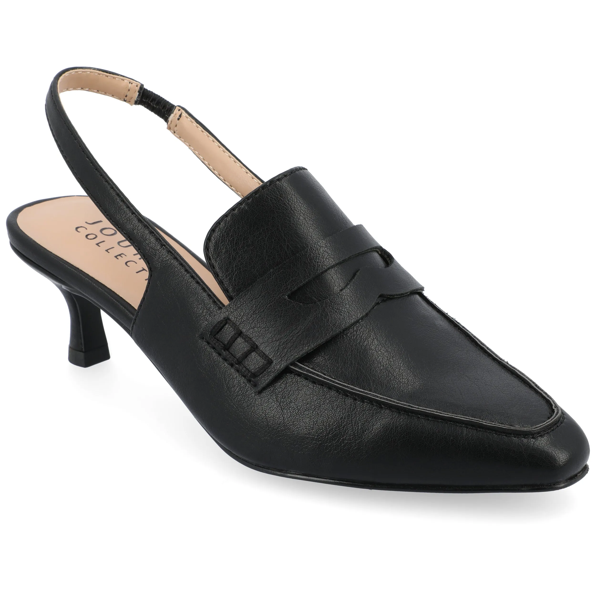 AMORY KITTEN HEEL LOAFERS IN FAUX LEATHER