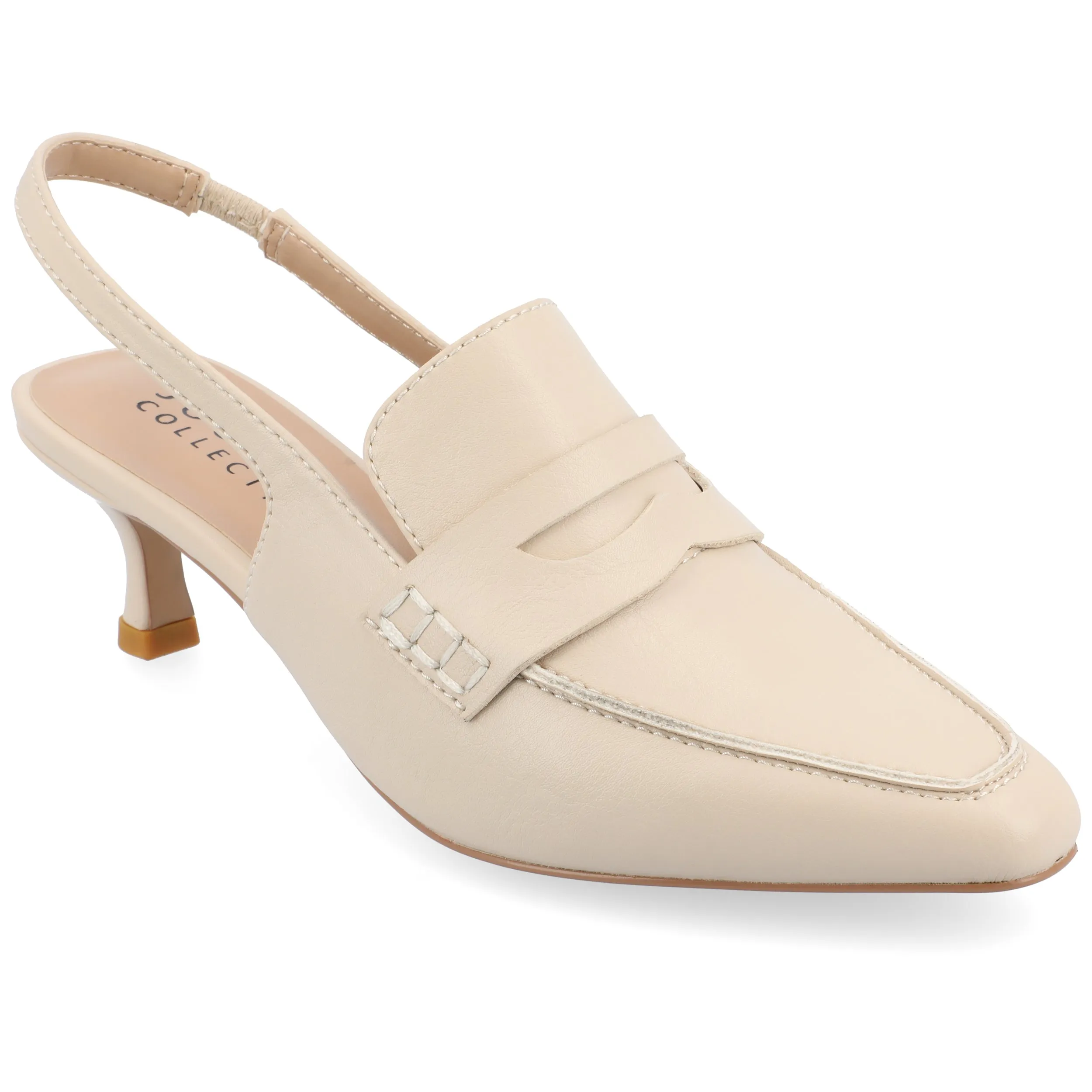 AMORY KITTEN HEEL LOAFERS IN FAUX LEATHER