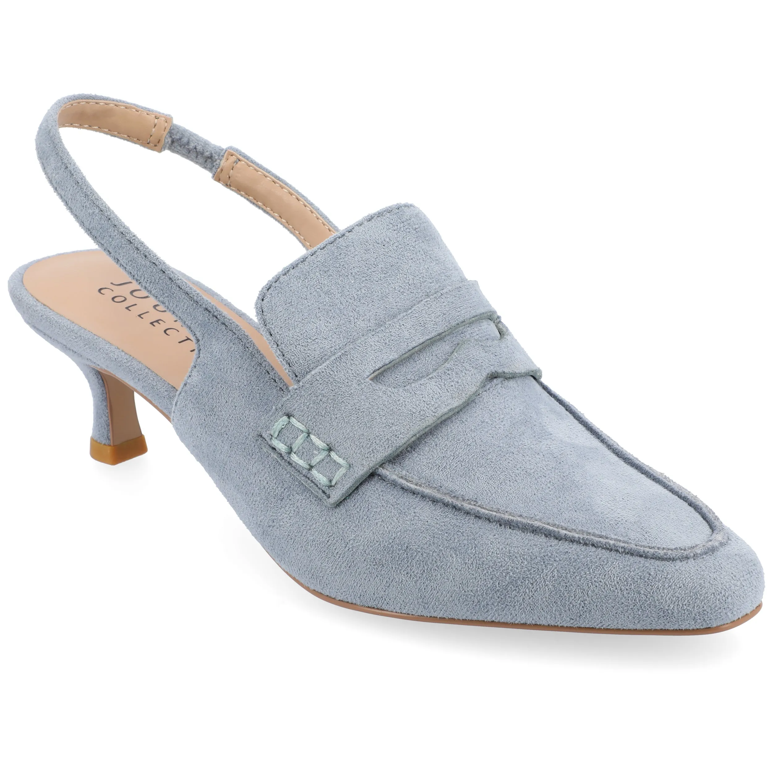 AMORY KITTEN HEEL LOAFERS IN FAUX LEATHER