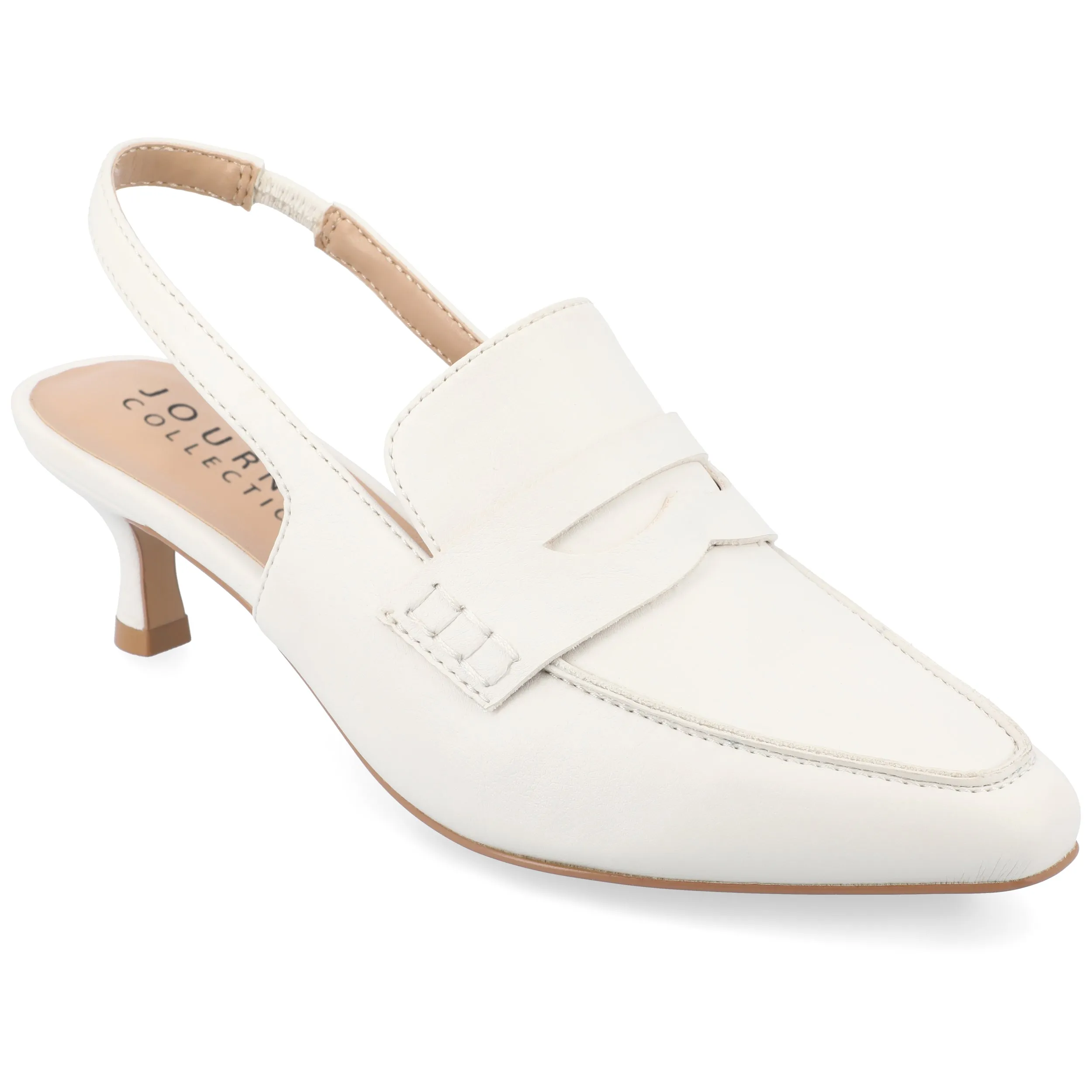 AMORY KITTEN HEEL LOAFERS IN FAUX LEATHER