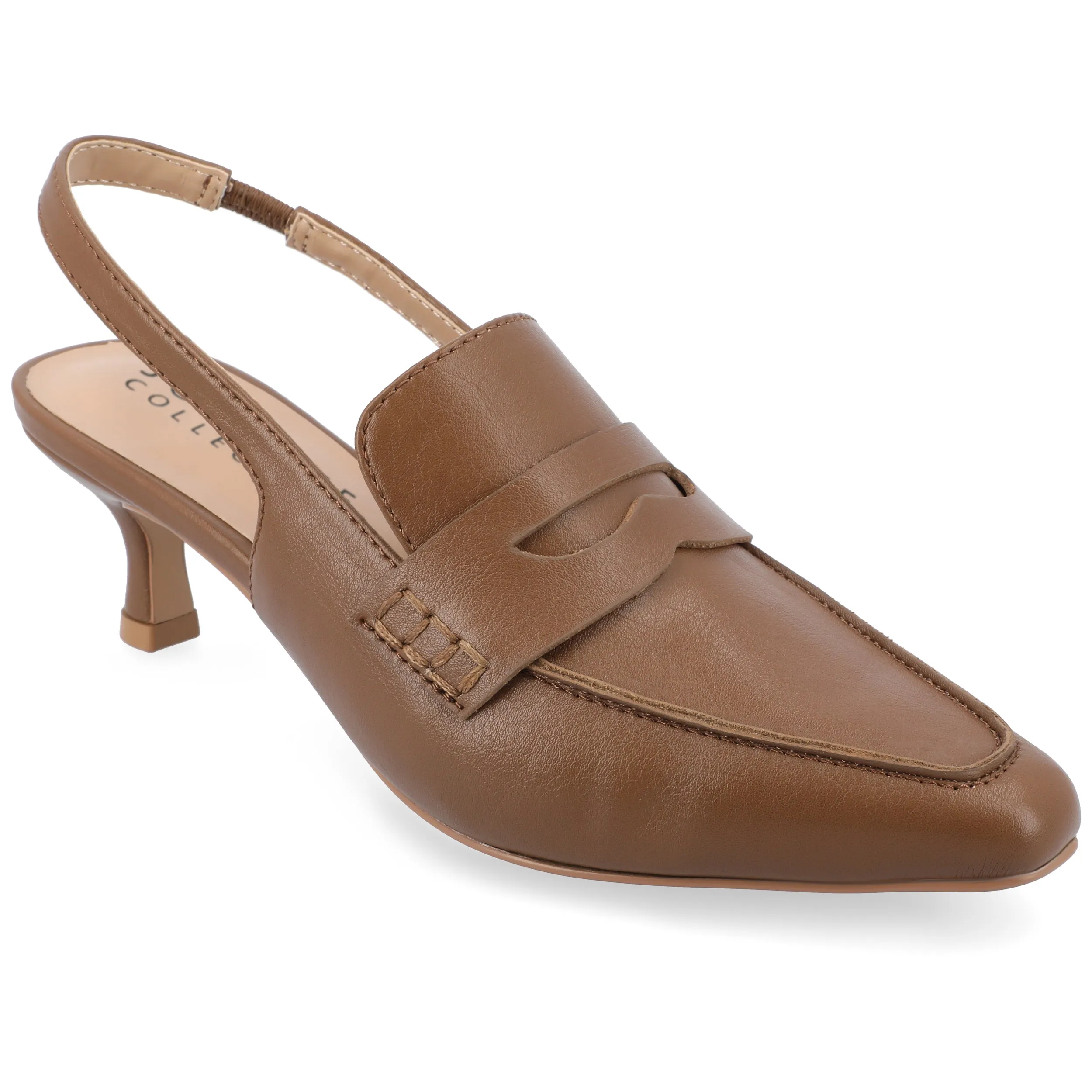 AMORY KITTEN HEEL LOAFERS IN FAUX LEATHER