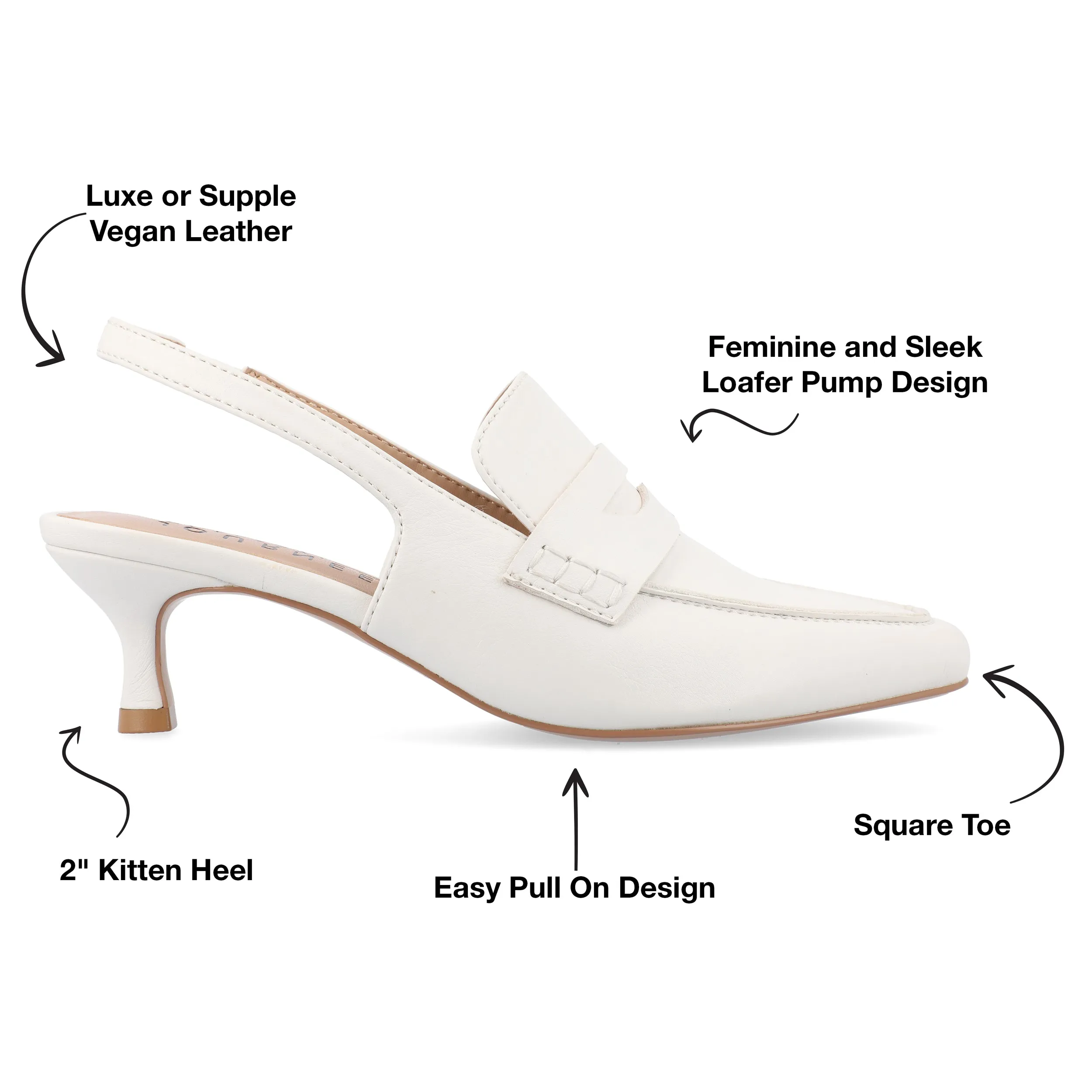 AMORY KITTEN HEEL LOAFERS IN FAUX LEATHER