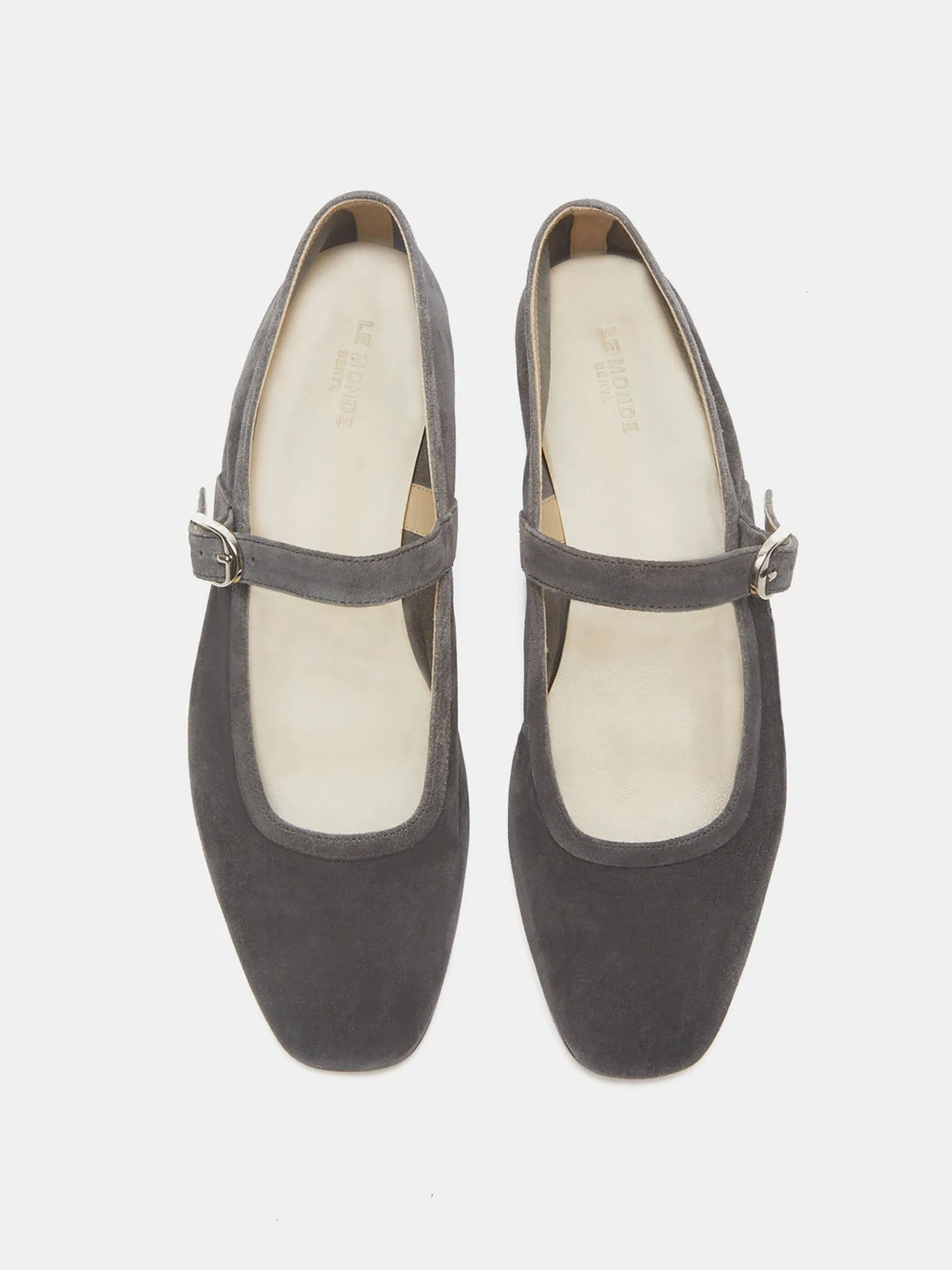 Anthracite suede ballet Mary Jane flats