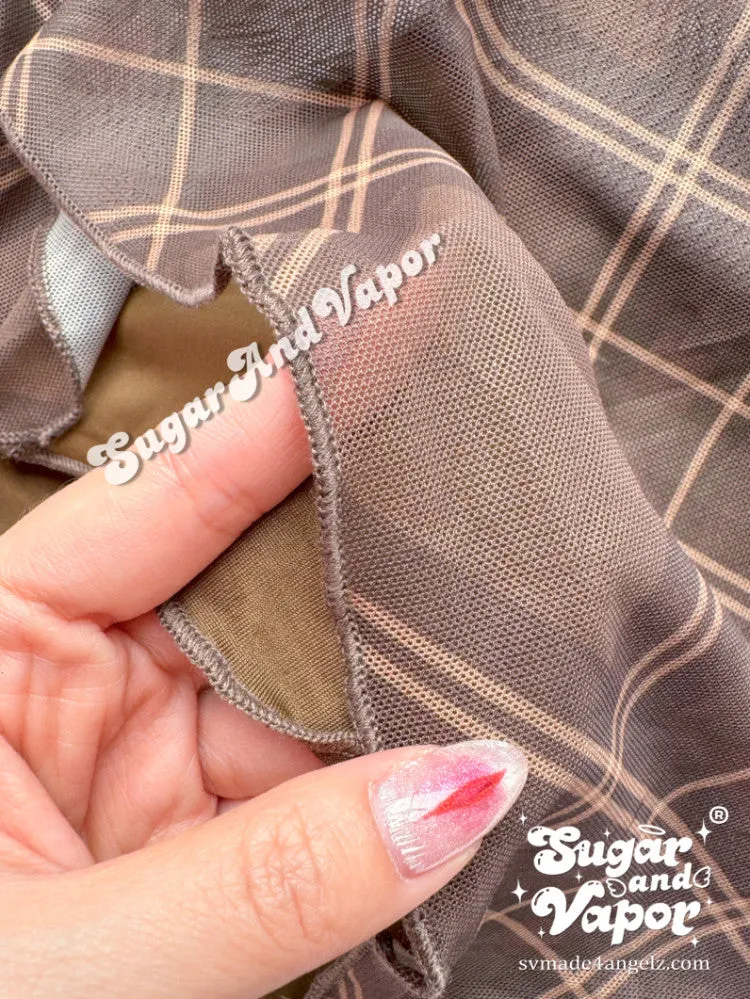 Arisa Brown Plaid Bodycon Dress