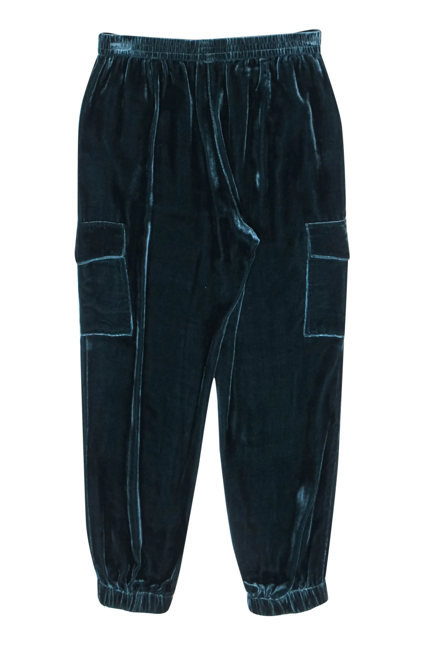 BCBG Max Azria - Dark Teal Velvet Cargo-Style Jogger Pants Sz XS