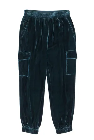 BCBG Max Azria - Dark Teal Velvet Cargo-Style Jogger Pants Sz XS