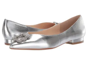 Betsey Johnson SB-Diana Ballet Flat Silver Metallic Pointed Toe Embellished Shoe (11, SILVER METAL)