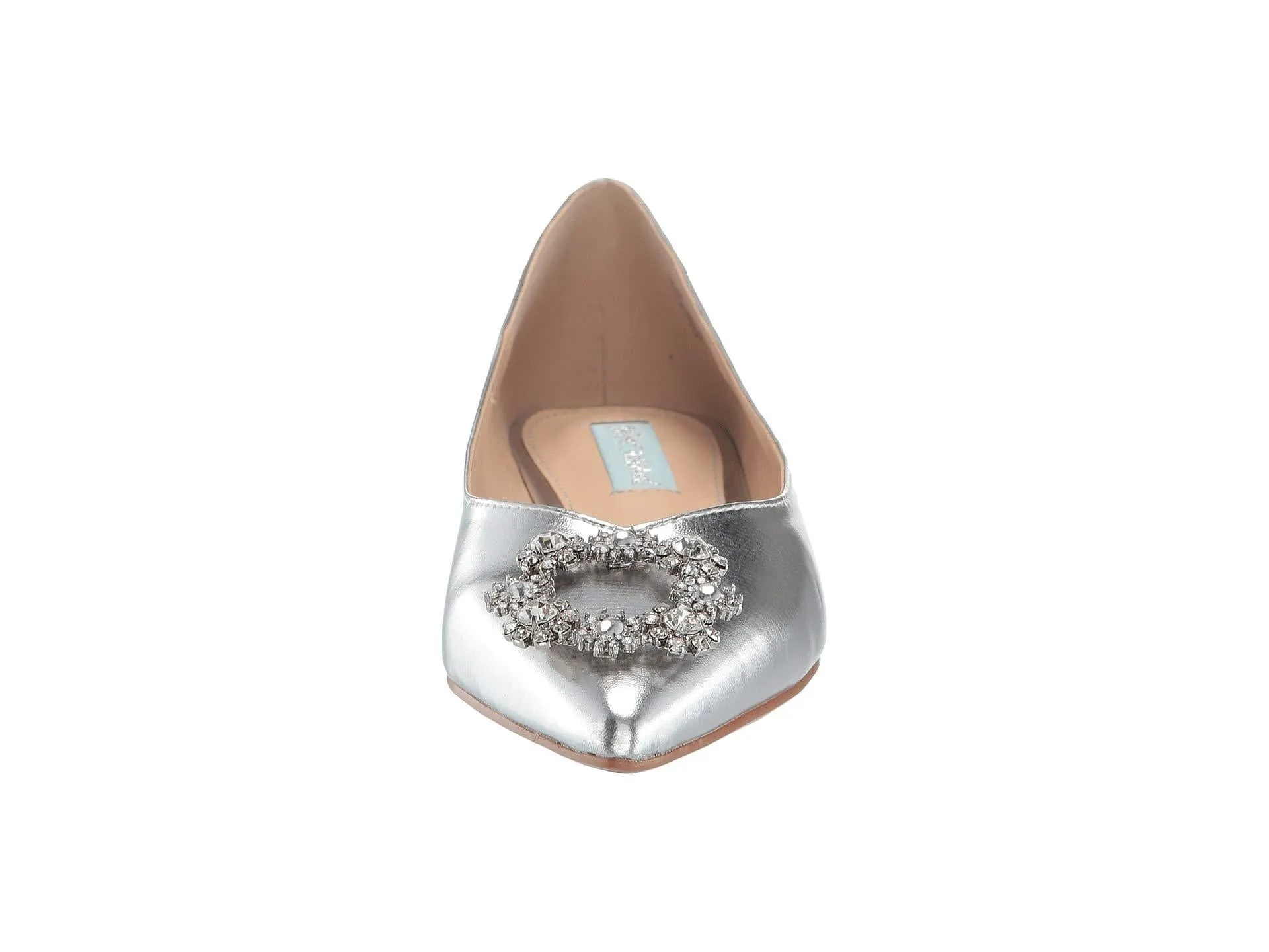 Betsey Johnson SB-Diana Ballet Flat Silver Metallic Pointed Toe Embellished Shoe (11, SILVER METAL)