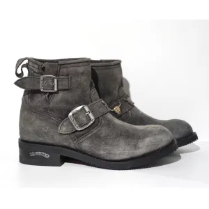 Biker boots short double skull - antra