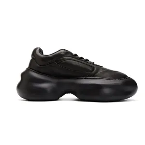 Black Chunky Leather Sneakers