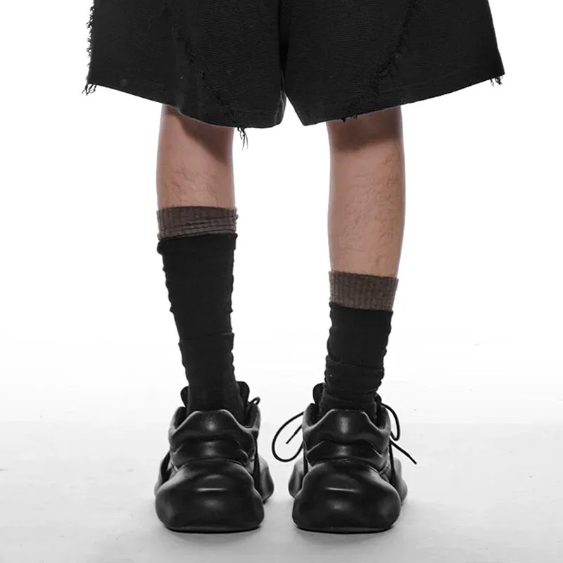 Black Chunky Leather Sneakers