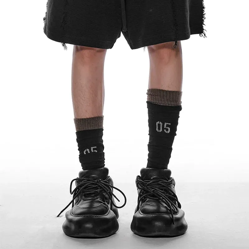 Black Chunky Leather Sneakers