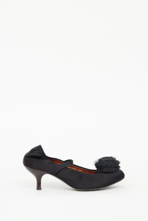 Black Flower Ballerina Heel