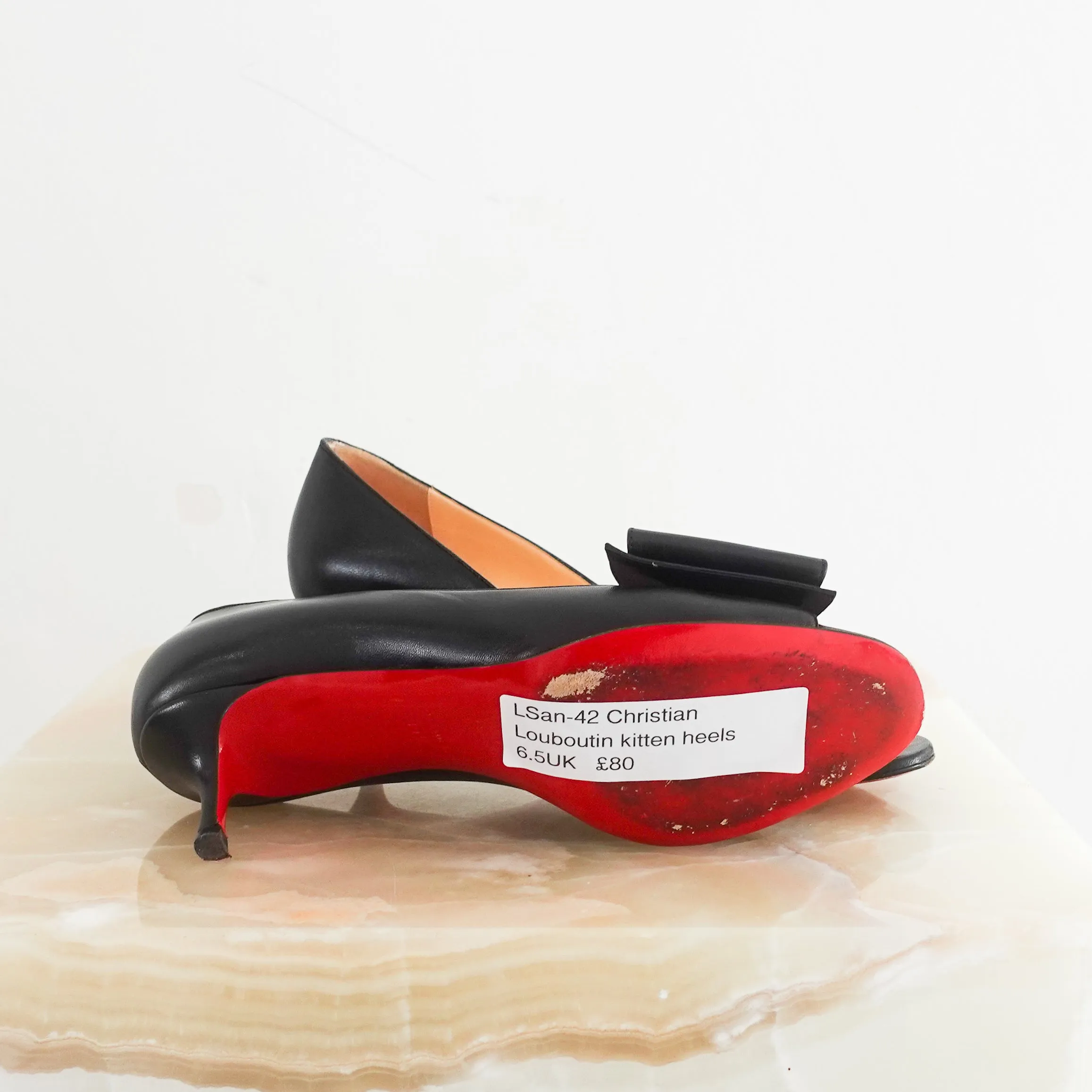 Black leather kitten heel RRP £350