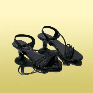 Black Strappy Kitten Heels