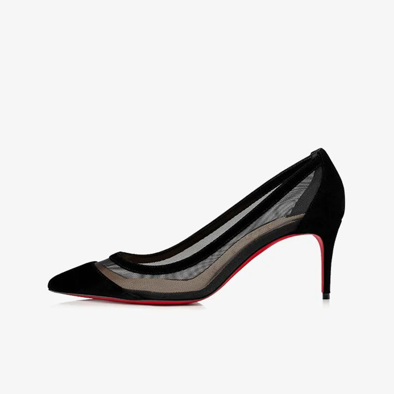 Black Suede Heel Pump