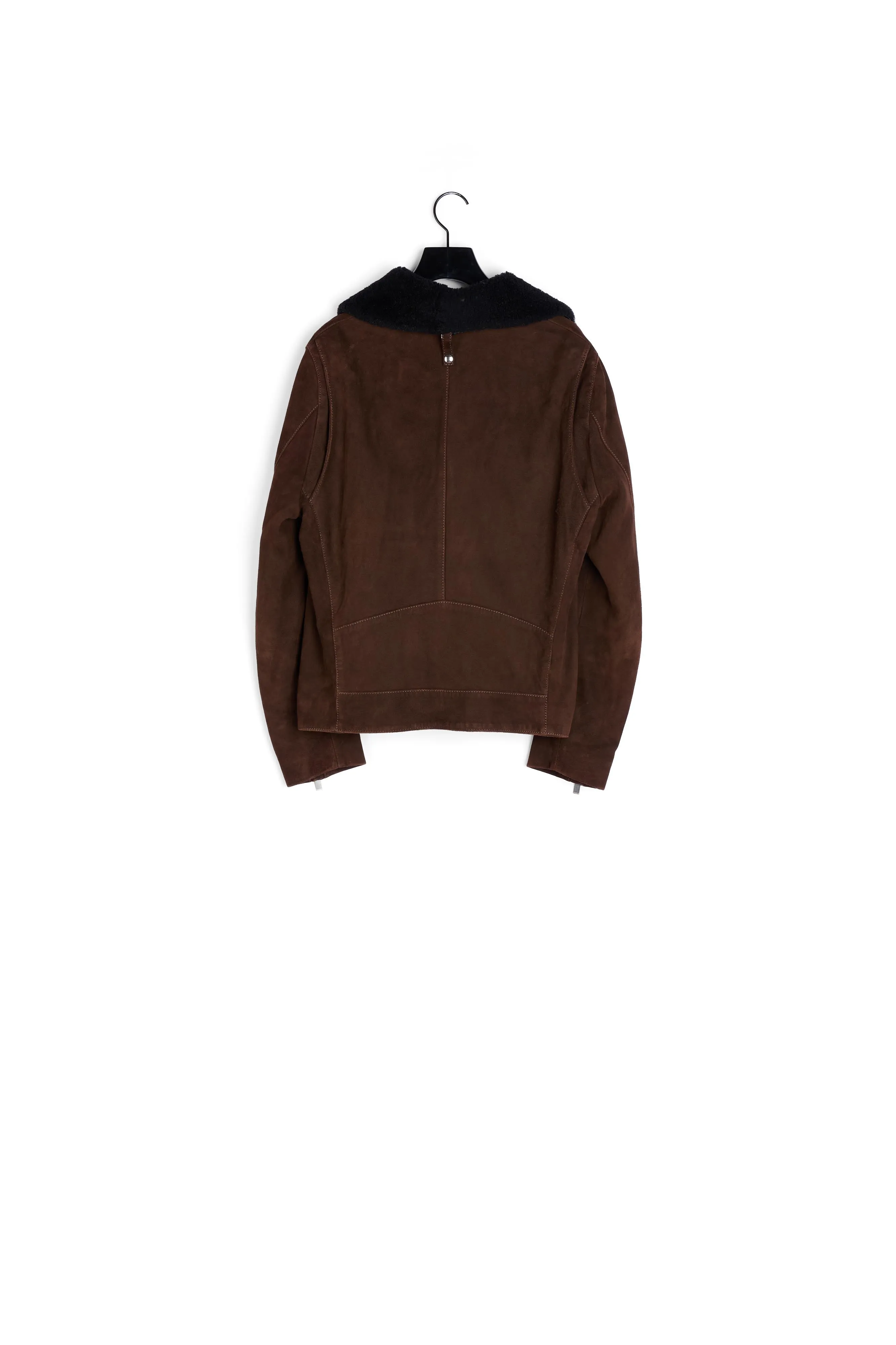 Blouson daim camel col mouton