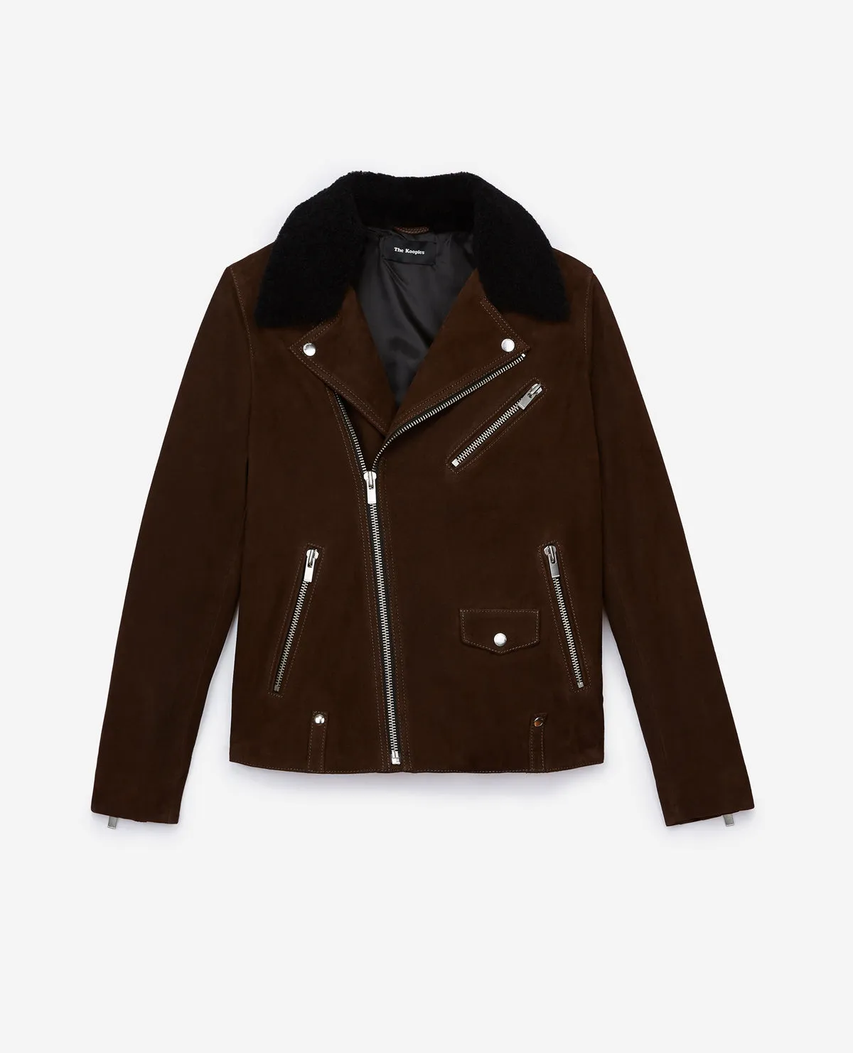 Blouson daim camel col mouton