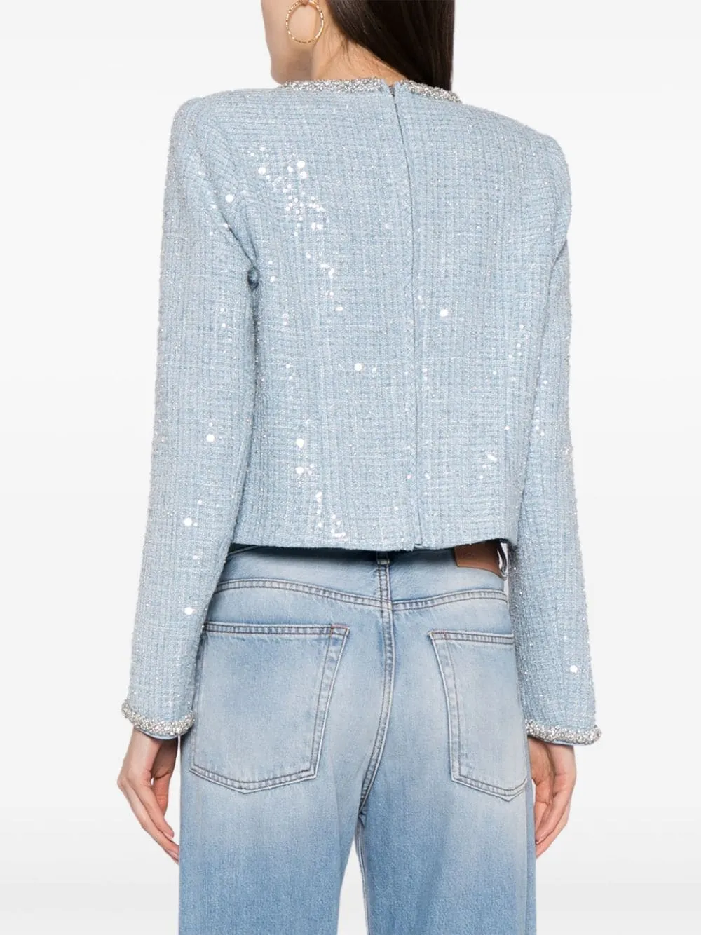 Blue Sequin Boucle Top