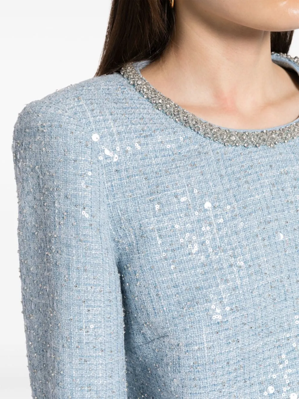 Blue Sequin Boucle Top