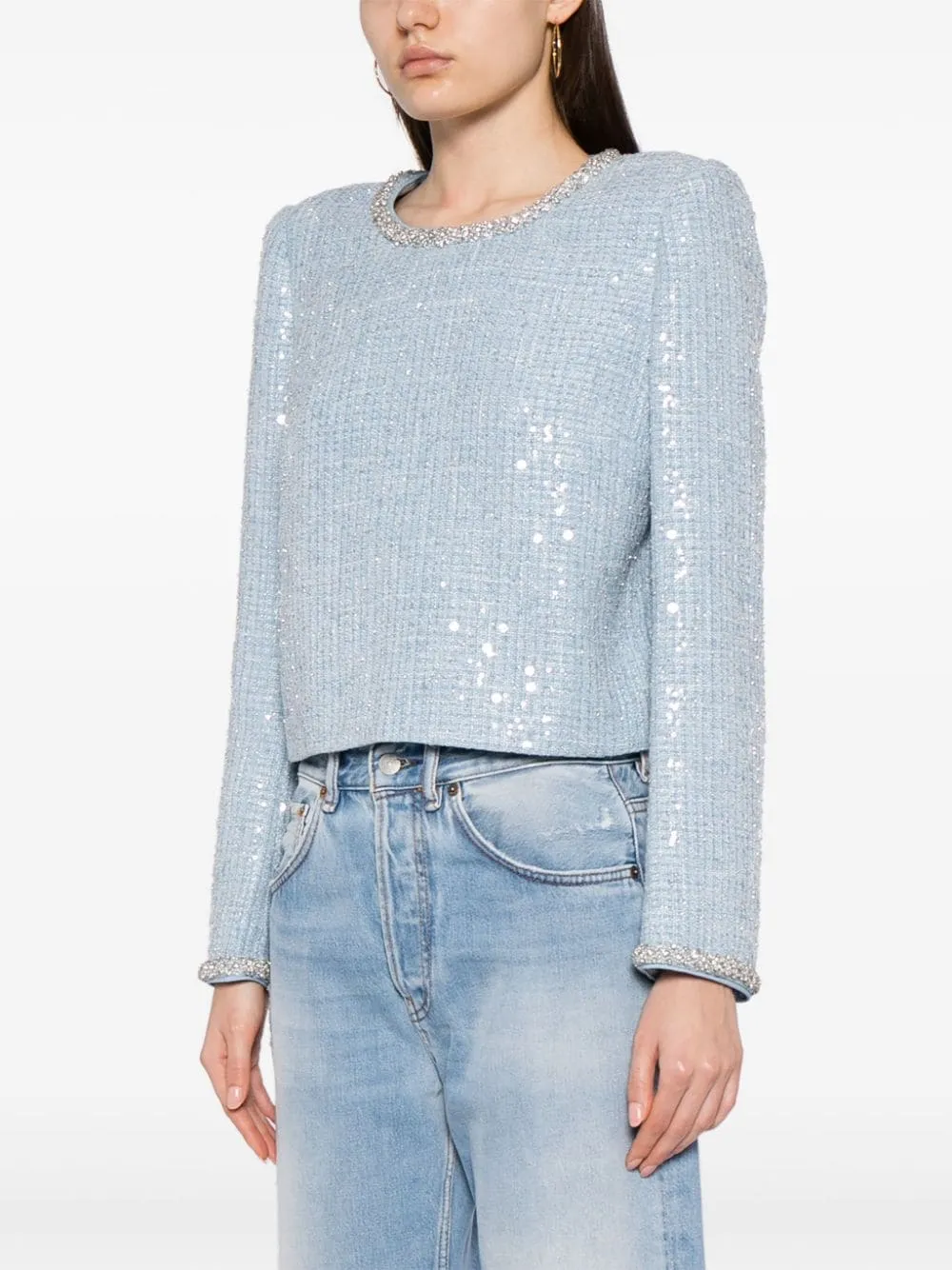 Blue Sequin Boucle Top
