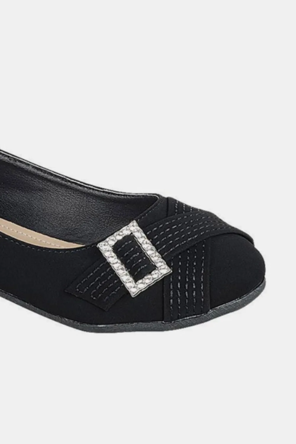 Blue Zone Planet |  Forever Link Slip On Rhinestone Buckle Ballet Flats