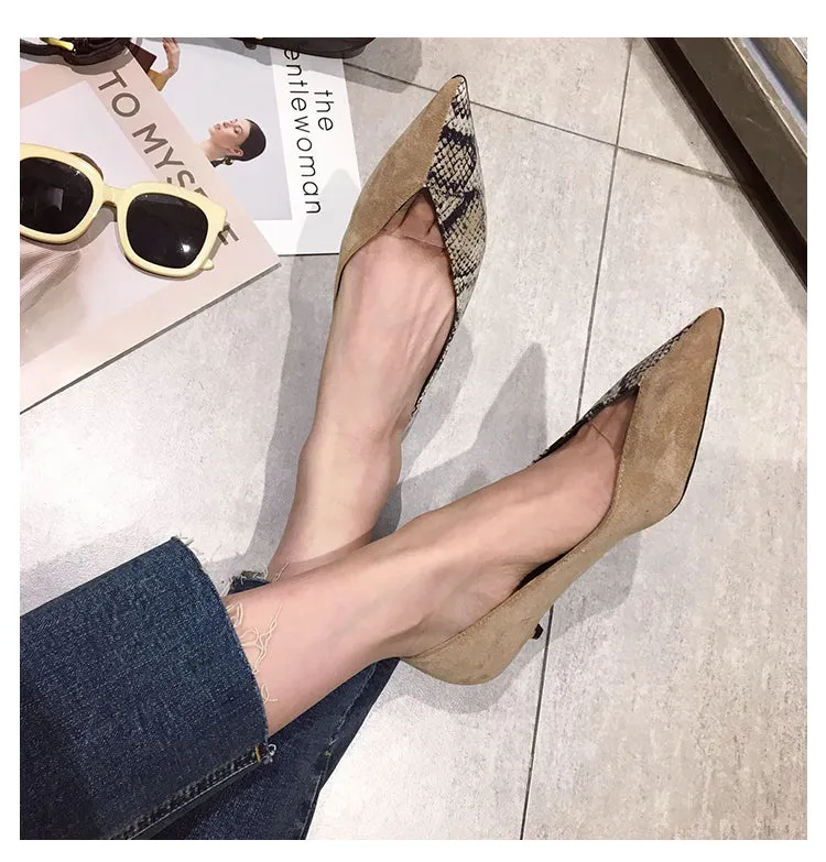 BOOPDO DESIGN POINTED KITTEN HEEL IN MIXED ANIMAL PRINT