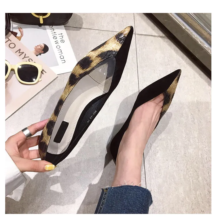 BOOPDO DESIGN POINTED KITTEN HEEL IN MIXED ANIMAL PRINT
