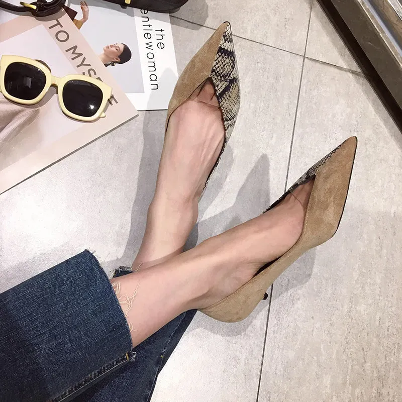 BOOPDO DESIGN POINTED KITTEN HEEL IN MIXED ANIMAL PRINT