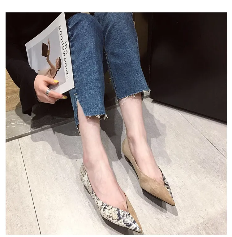 BOOPDO DESIGN POINTED KITTEN HEEL IN MIXED ANIMAL PRINT