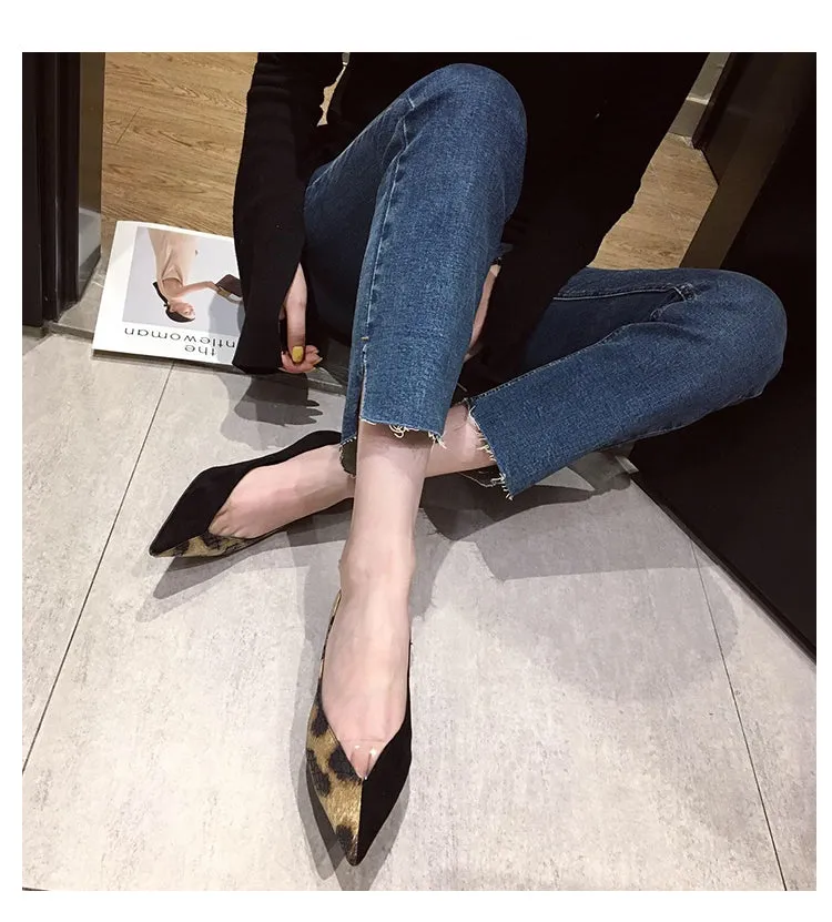 BOOPDO DESIGN POINTED KITTEN HEEL IN MIXED ANIMAL PRINT
