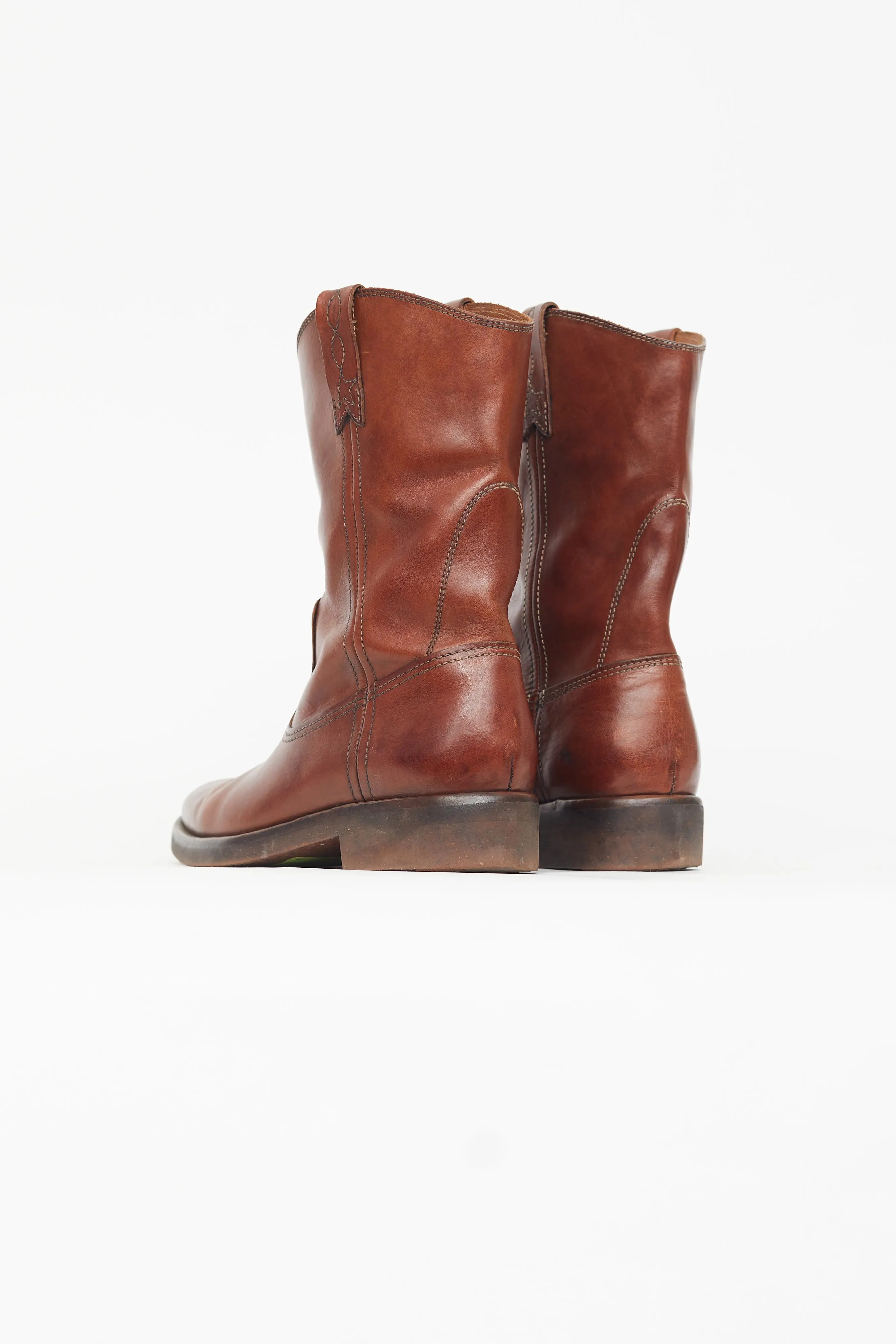 Brown Leather Biker Boot