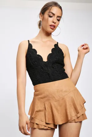 Camel Frill Layered Skort