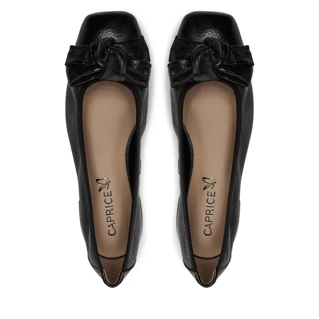 Caprice Women's 9-22105-42 Leather Slip-On Ballet Shoes Black Deer